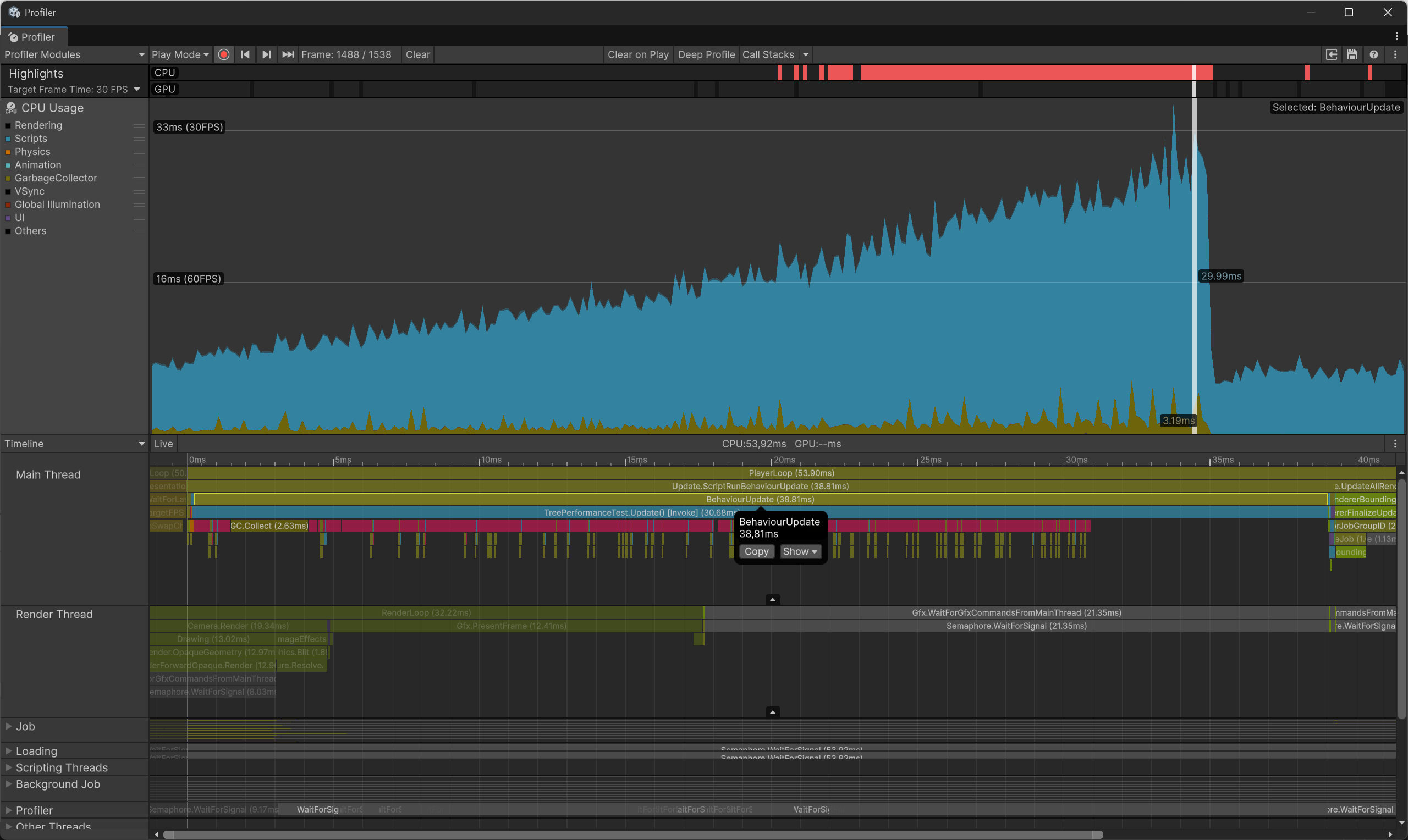 CPU profile of the release build.
